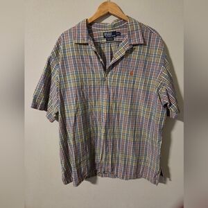 Ralph Lauren Men's Plaid Shirt in Blue, Yellow, and Red